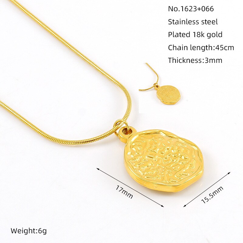 1 Piece Simple Series Classic Geometric Stainless Steel 18K Gold Color Plated Women's Pendant Necklaces h5 